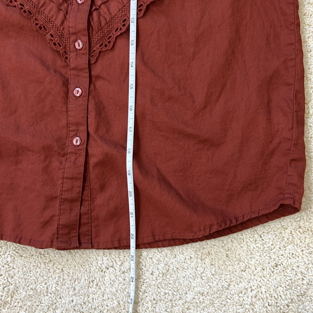 a.n.a Ruffle Long Sleeve Shirt Size Small - Picture 6 of 13